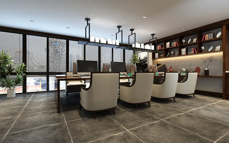 新中式<a href=http://www.yanzhijun.net/tags-457.html target=_blank class=infotextkey>辦公室裝飾設(shè)計(jì)</a>效果圖